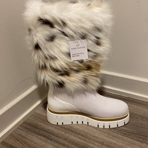 ANORA-ECO WOMEN'S SUEDE AND FAUX FUR BOOT Size 9.5 white